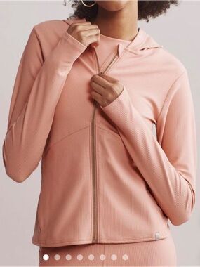 RHONE Blush Pink Zip-Up Hooded Long Sleeve Top